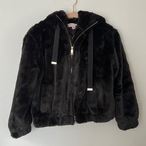 Black Fur Zip Up Jacket.